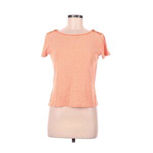 Lauren Ralph Lauren Petite Orange & White Striped Short Sleeve Top P/M